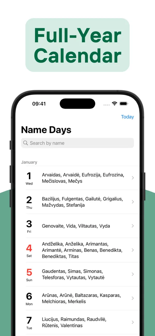 Name Days Lithuania screenshot 2